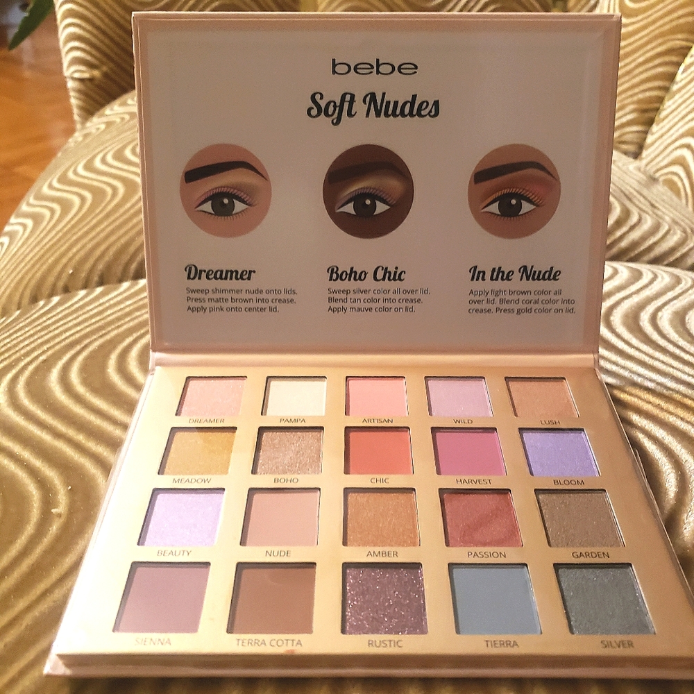 bebe Soft Nudes Eyeshadow Palette — Neutral, Pink, Gold & Purple Shades